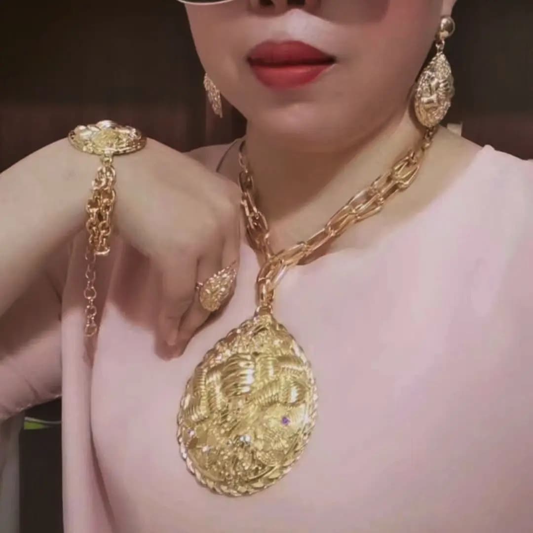 Bijoux brésiliens plaqués or italien, dubaï, pour femmes, fête de mariage, Banquet, grand pendentif, ensembles de bijoux, offre spéciale, 2022, FHK13725