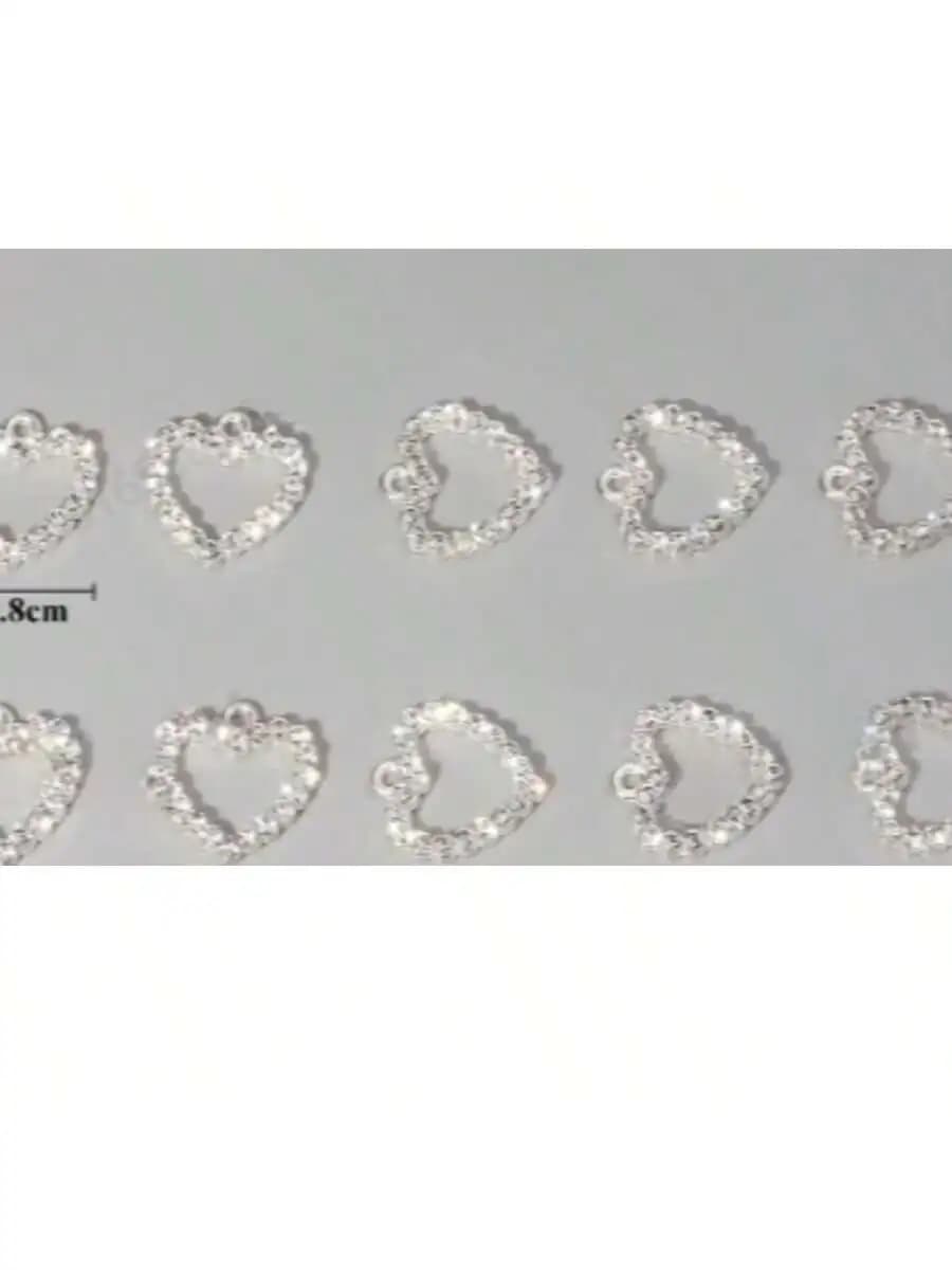 10 pièces bricolage plein diamant coeur de pêche pendentif accessoires