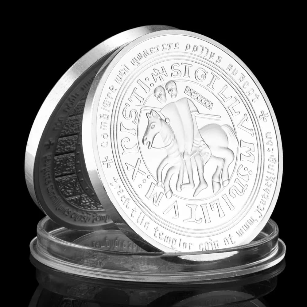 Pièce commémorative de chevalier plaqué argent, insigne de templier, souvenir de collection, cadeau