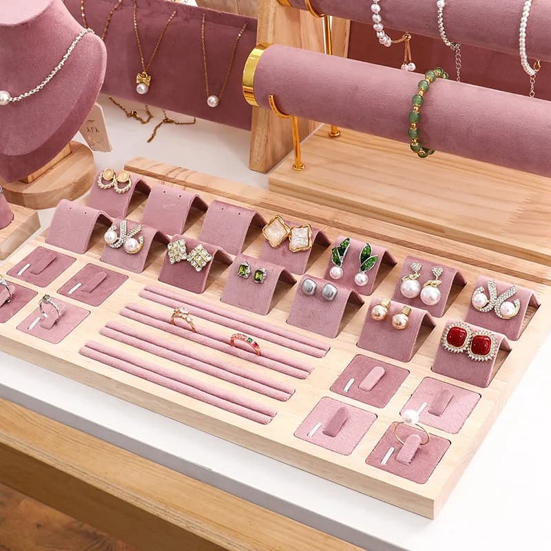 Plateau de présentation de bijoux, support pour colliers, pendentifs, bracelets, chaînes, bagues, boucles d'oreilles, organisateur de bijoux, accessoires de présentation, ensemble complet