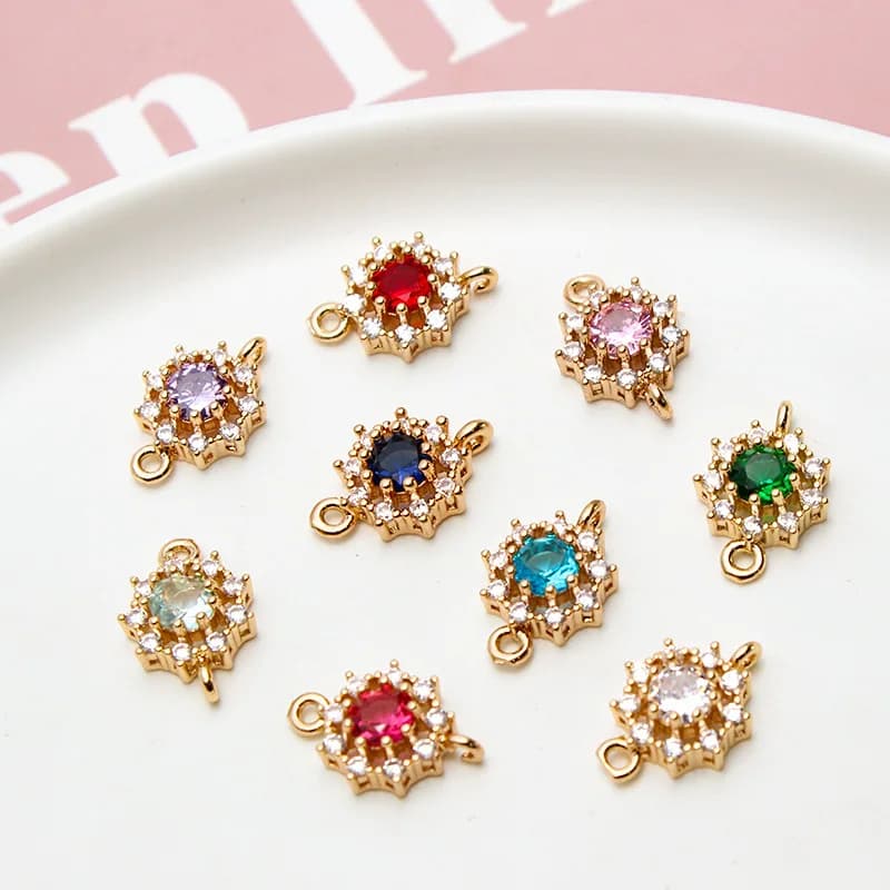 Boucles d'oreilles en Zircon incrusté de terres rares, 1 pièce, Double pendentif rond, breloques faites à la main