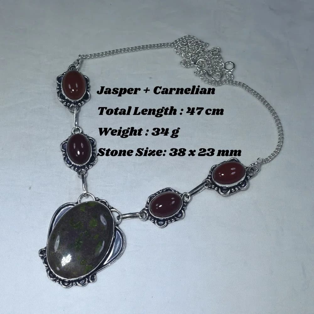 Collier en cornaline véritable, quartz rose et jaspe
