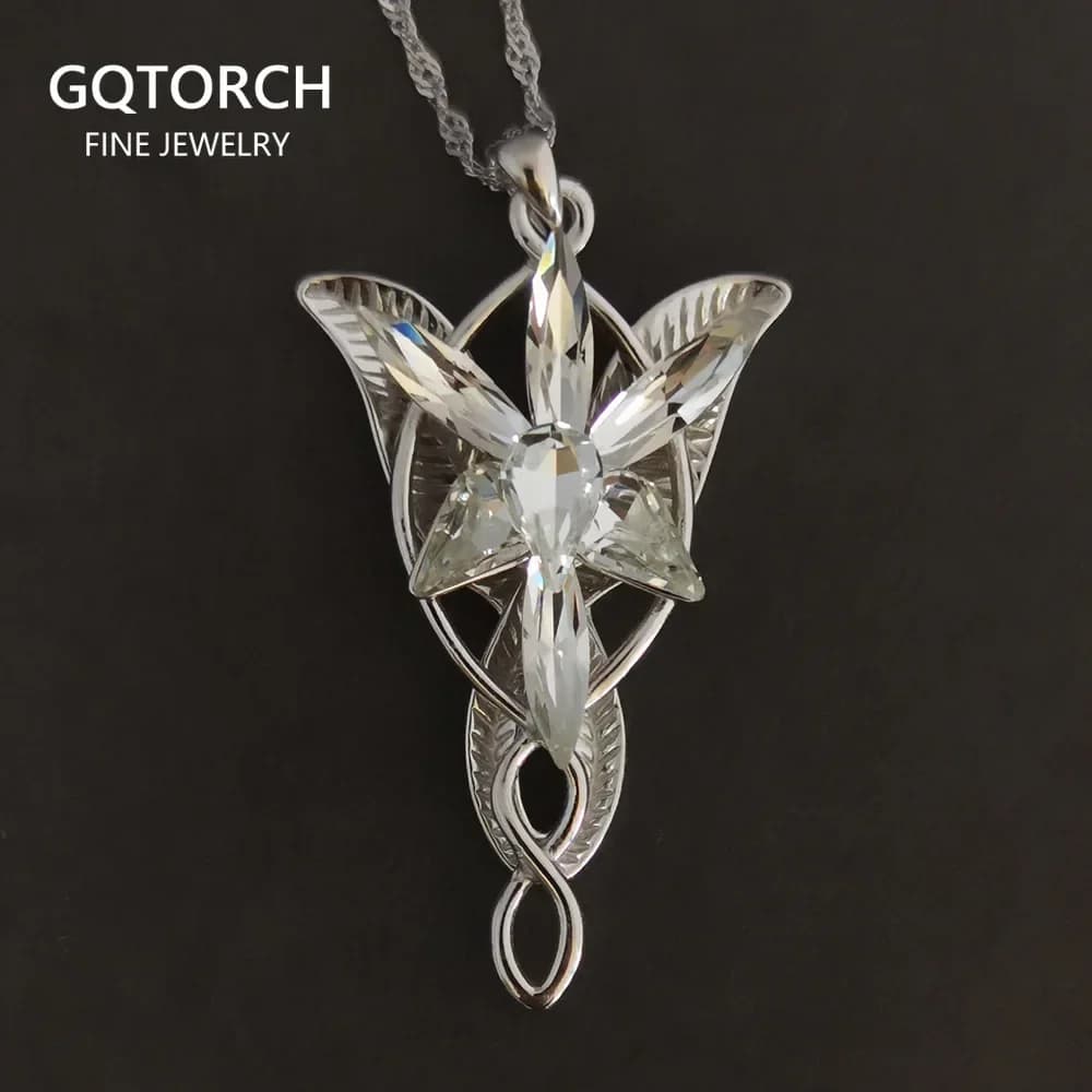 Collier Arwen en argent Sterling 925 pour femme, accessoire tendance, princesse féerique, étoile du crépuscule, chaîne de chandail