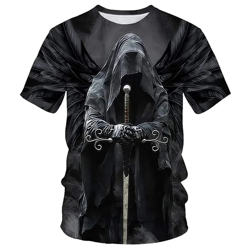 T-shirt tête de mort 3D pour homme, mode hip hop, col rond, chemise à manches courtes, Harajuku, t-shirt respzed, vêtements pour homme