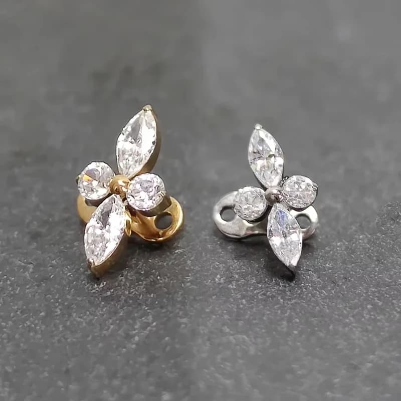 F136 titane Helix Piercing microdérmique peau greffage goujons 16G Surface d'ancre cutanée Zircon forage cacher dans le haut bijoux de corps