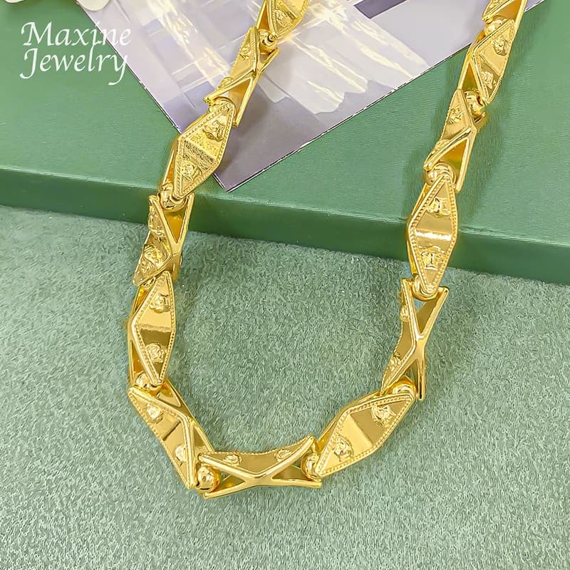 Collier Hip Hop de 24 pouces en chaîne longue dorée, plaqué or 18 carats, style Dubaï, ensemble de bijoux pour homme, bijoux de fiançailles, cadeaux de luxe