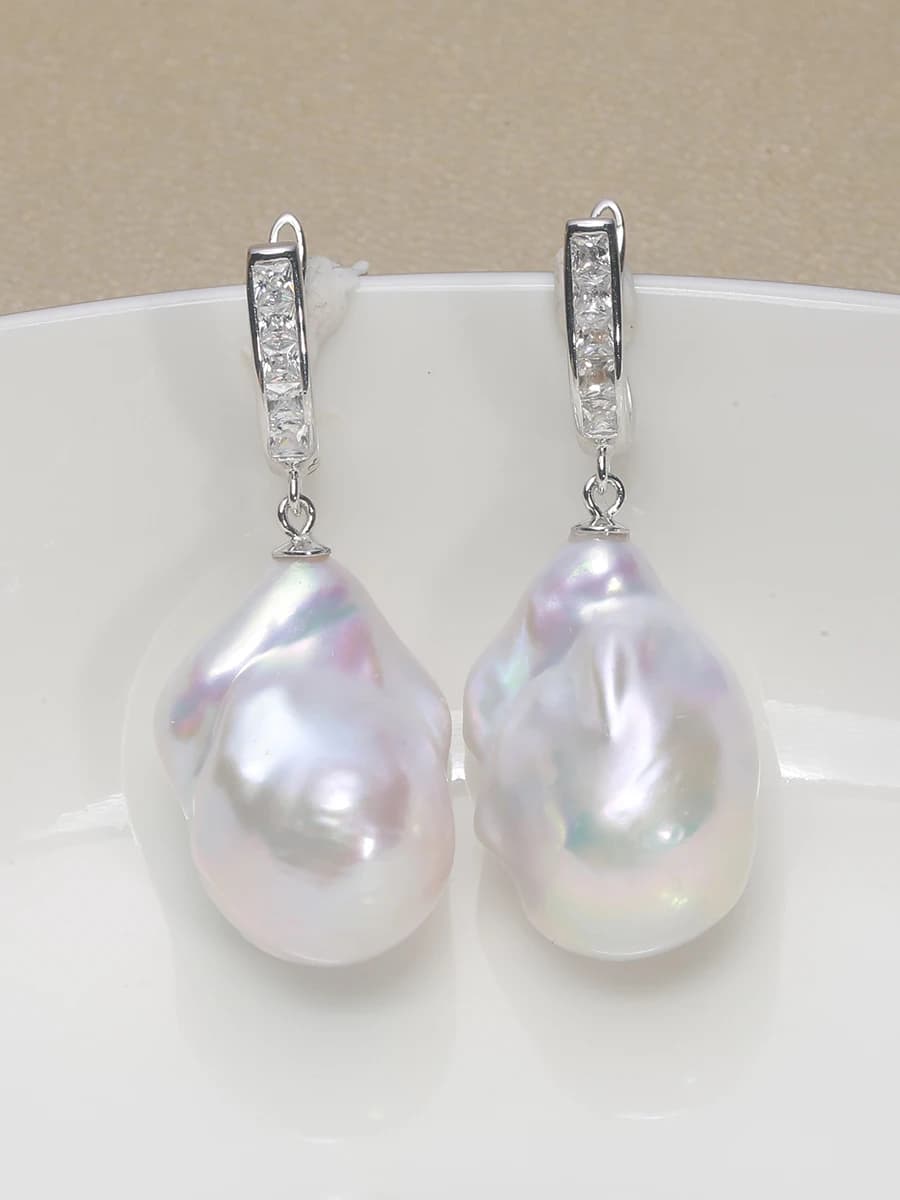 Jane bijoux 925 argent sterling 100% naturel d'eau douce Baroque perle boucles d'oreilles INS bijoux fins cadeau pour les femmes 15-25mm EXA
