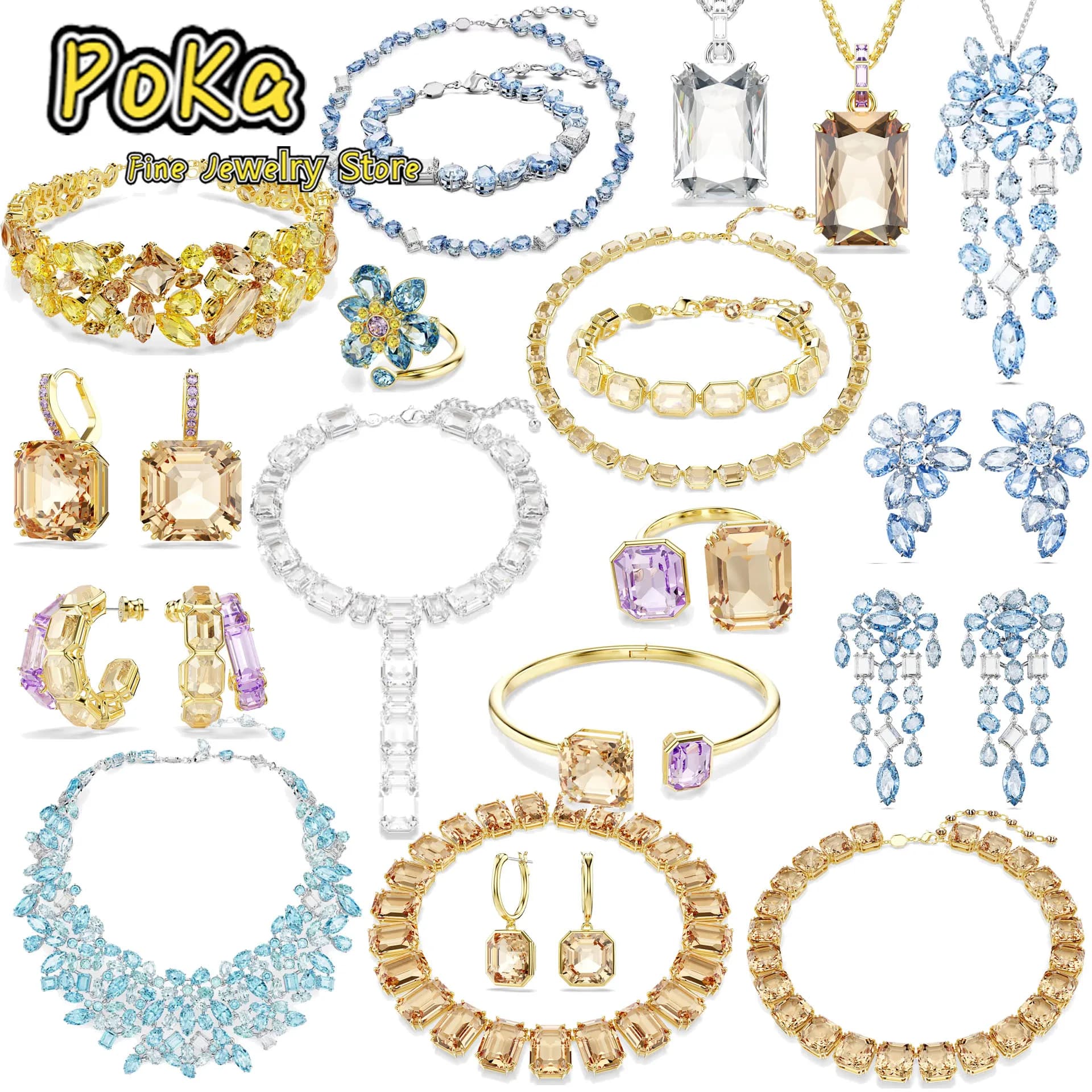 Parure de bijoux de luxe en cristal marron caramel de haute qualité, collier et bracelet exquis, cadeau de fête pour femme