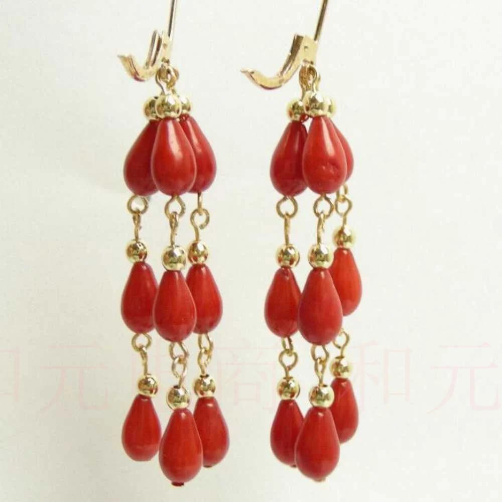 Boucles d'oreilles en corail rouge naturel 100% véritable AAA, cerceau en or 14K, beaux bijoux d'aquaculture, fête de culture, bricolage