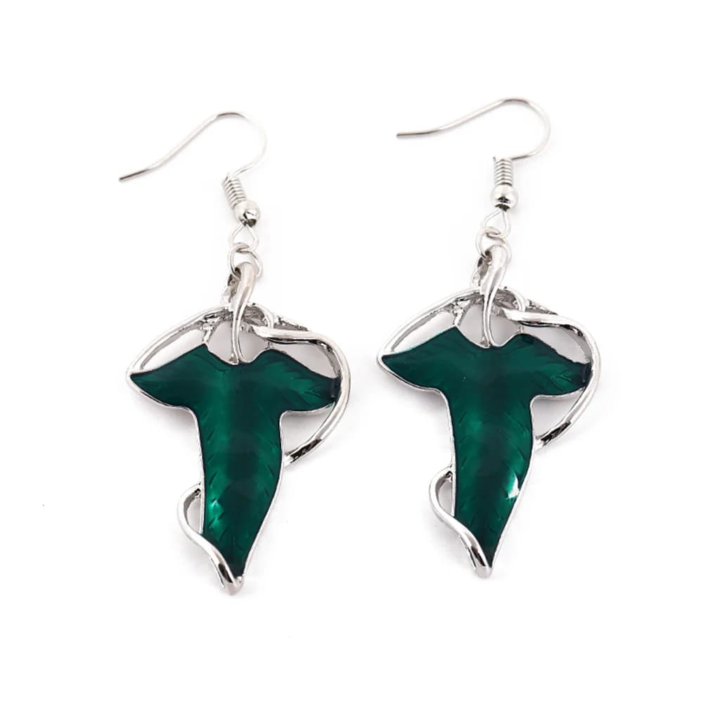 Collier de cuir chevelu vert elfe pour femme, broche elfique, pendentif en alliage, boucles d'oreilles, bijoux cadeaux, breloque vintage, mode