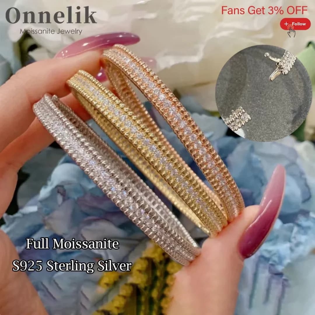 Onnelik – bracelet en diamant Moissanite couleur D, plaque en argent Sterling S925, or 18 carats, pour femmes, mariage, fiançailles, anniversaire, bijoux fins