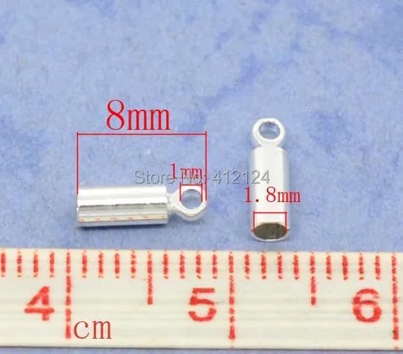 3000 pièces argent plaqué sertissage embouts boucle colliers cordon mode fabrication de bijoux 8x2.5mm