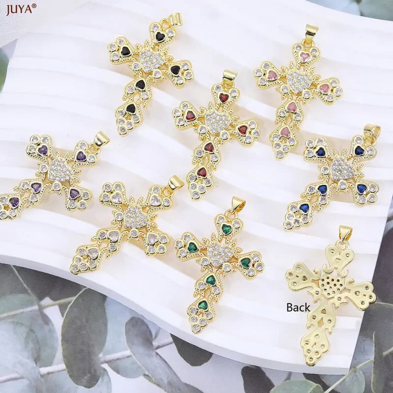 JUYA-Pendentif en Pierre Naturelle de Luxe avec Croix de Jésus, Bijou Fait à la Main avec Breloque, Accessoires de Direction pour Femme