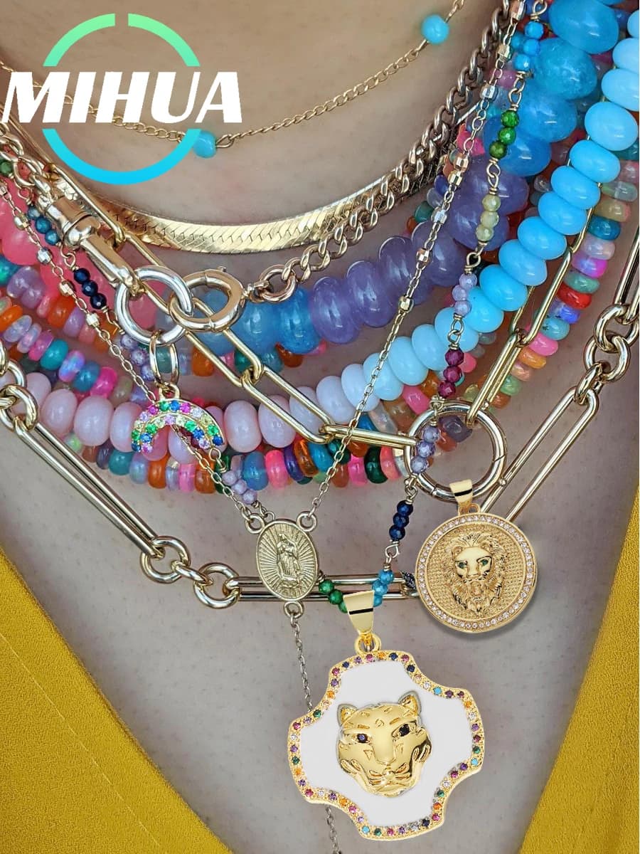 MIHUA-Pendentif en or véritable plaqué 18 carats pour femme, cubique, contre-indiqué, pendentif animal exquis, breloque, travail manuel sexy, bijoux de luxe, pendentif exécutif