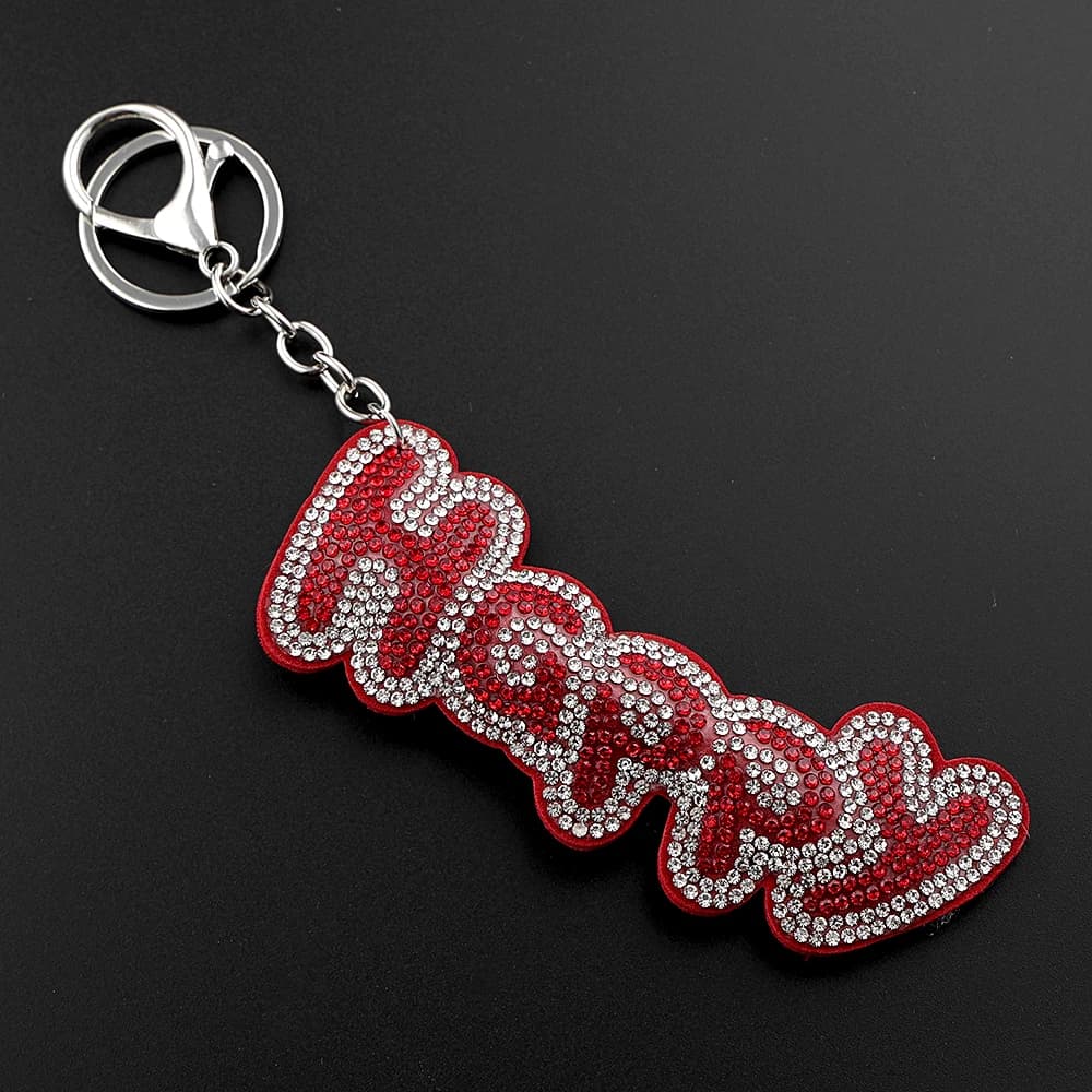 Porte-clés essentiel Happy Person pour femmes et hommes, entièrement en strass, décoration pour sac à dos et sac à main pour enfants, bijou porte-clés significatif
