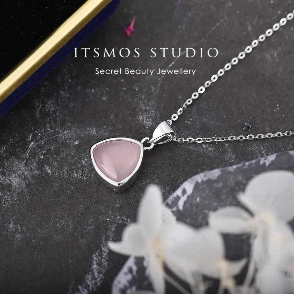 ITSMOS – collier avec pendentif en améthyste et Quartz Rose naturel