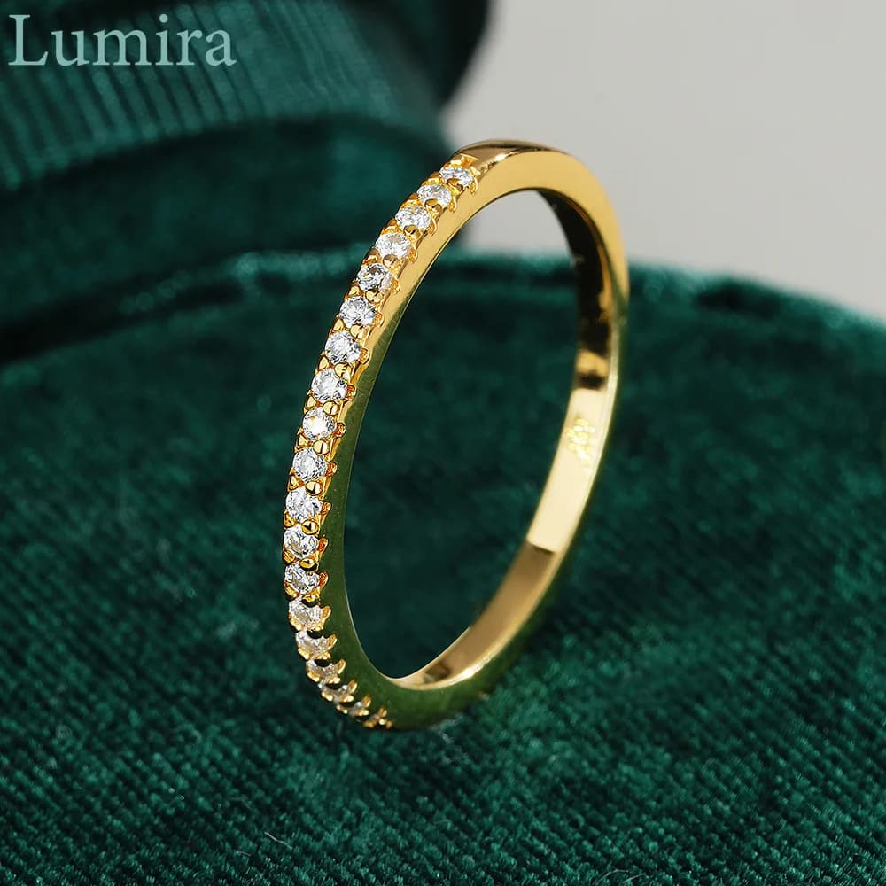 Lumira – bague en or 100% 18 carats pour femmes, exquise, simple rangée, avec pierre Moissanite, à la mode, bijoux de charme pour fête de mariage, cadeaux