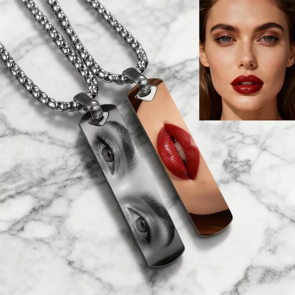 Collier Photo personnalisé, collier de Portrait de bouche d'oeil personnalisé pour Couple, bijoux d'anniversaire uniques personnalisables, cadeau