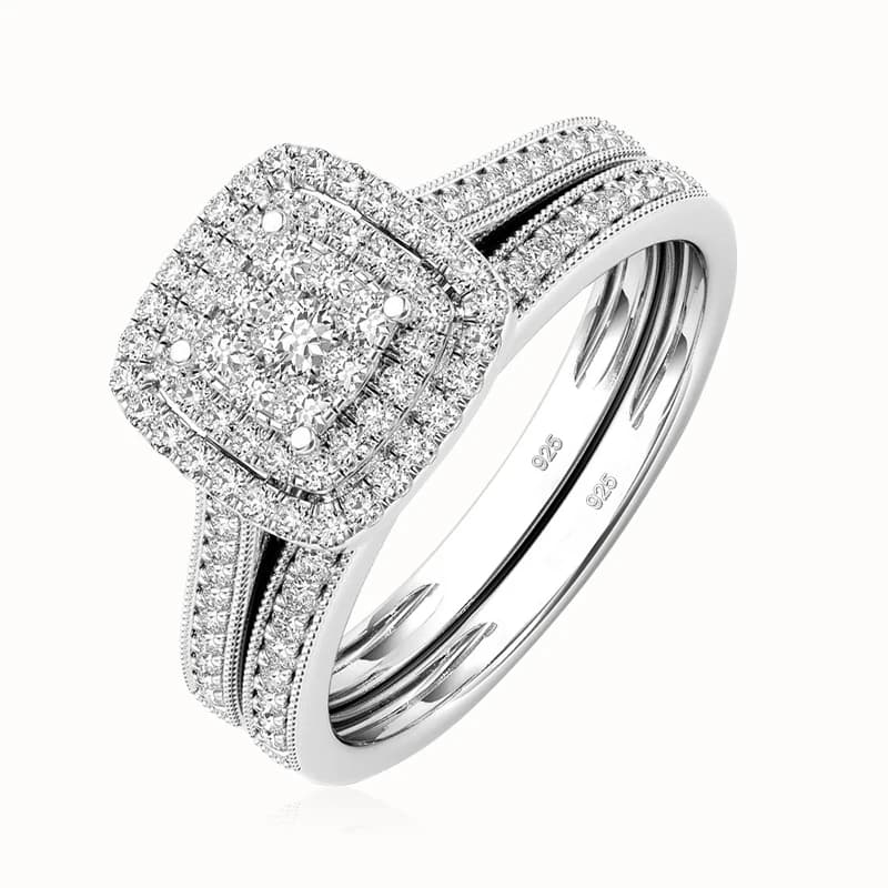 Szjinao – ensemble de bagues en Moissanite pour femmes, bijoux de mariage originaux en argent 925, bijoux de luxe, cadeau d'anniversaire pour dames, tendance, 2 pièces