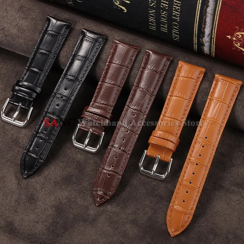 Bracelet de montre en cuir véritable pour Seiko ﻿   Bracelet d'affaires 10/12/13/14/15/16/17/18/19/20/21/22/23/24mm, ceinture noire et marron