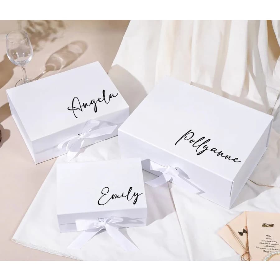 Boîte cadeau personnalisée avec ruban, boîte cadeau personnalisée pour mariage, boîte à souvenirs pour bébé, boîte cadeau d'anniversaire, boîte cadeau de luxe