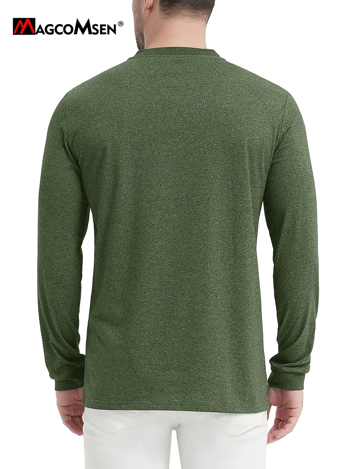 Chemise à col Henley pour homme MAGCOMSEN, mélange de coton, manches longues, haut décontracté, poche, patte de boutonnage, randonnée quotidienne, t-shirt d'extérieur