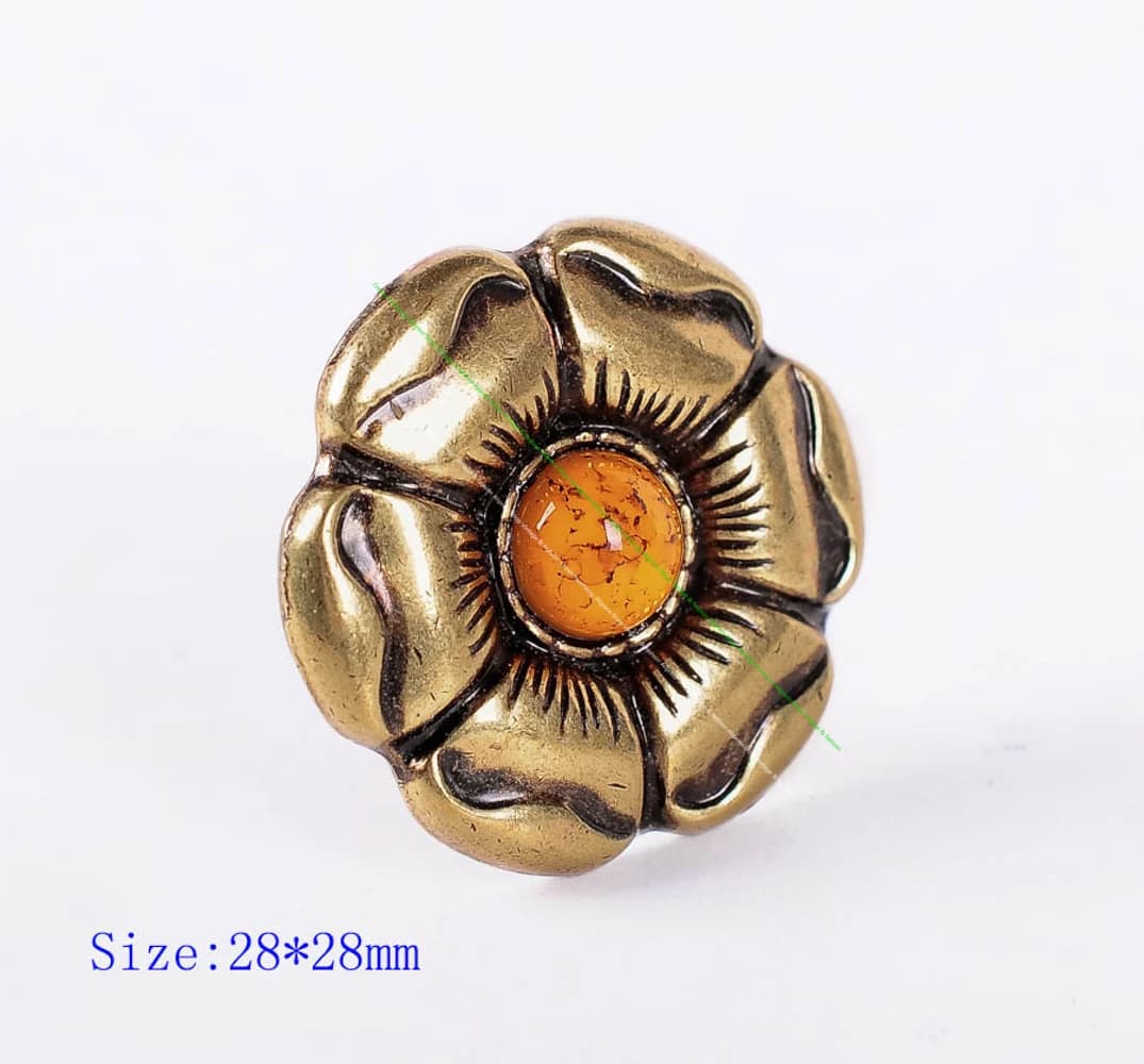 Ensemble de Conchos en Laiton Jaune Turquoise, Fleur Rose, Selle, Artisanat en Cuir, 10 Pièces
