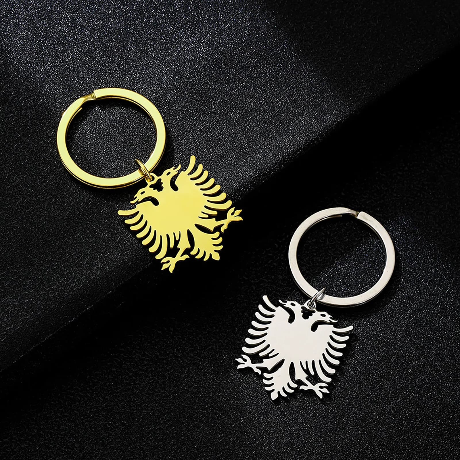 Porte-clés pendentif emblème National d'aigle d'albanie pour hommes et femmes, porte-clés ethnique en acier inoxydable, bijoux cadeau