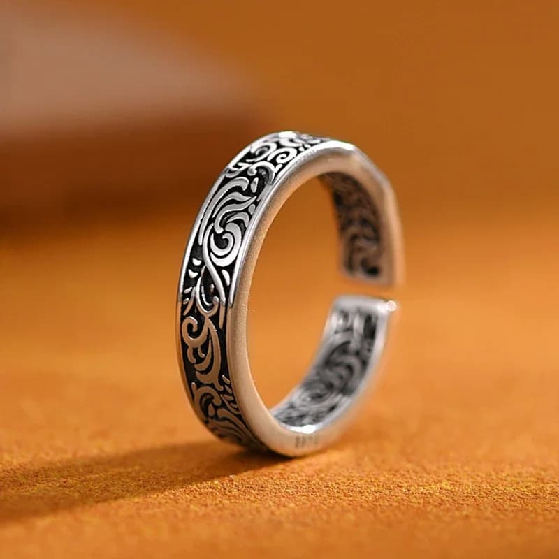 Bague pour hommes Vintage chinois Tang herbe modèle bijoux classique français réglable Index bague cadeau pour lui petit ami