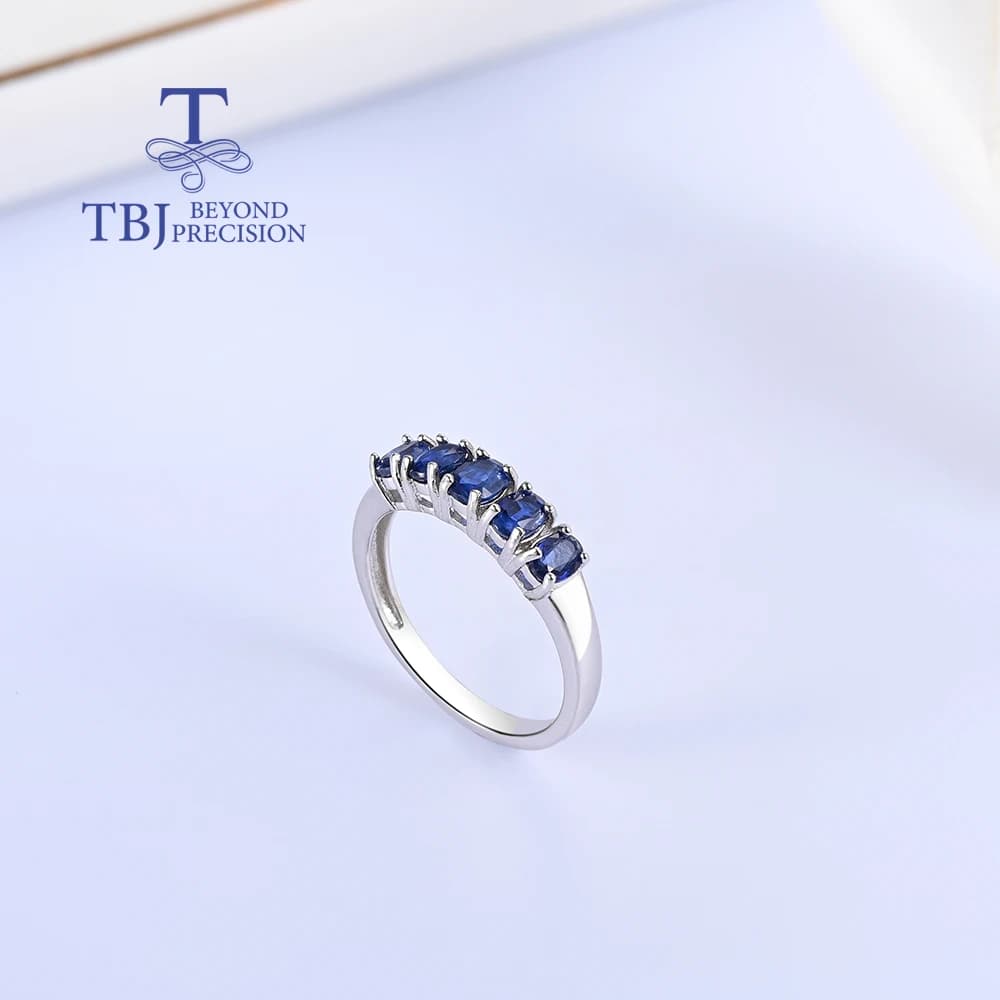 Bague Classique en Argent avec Pierres Précieuses de Kyanite Bleue Naturelle 1