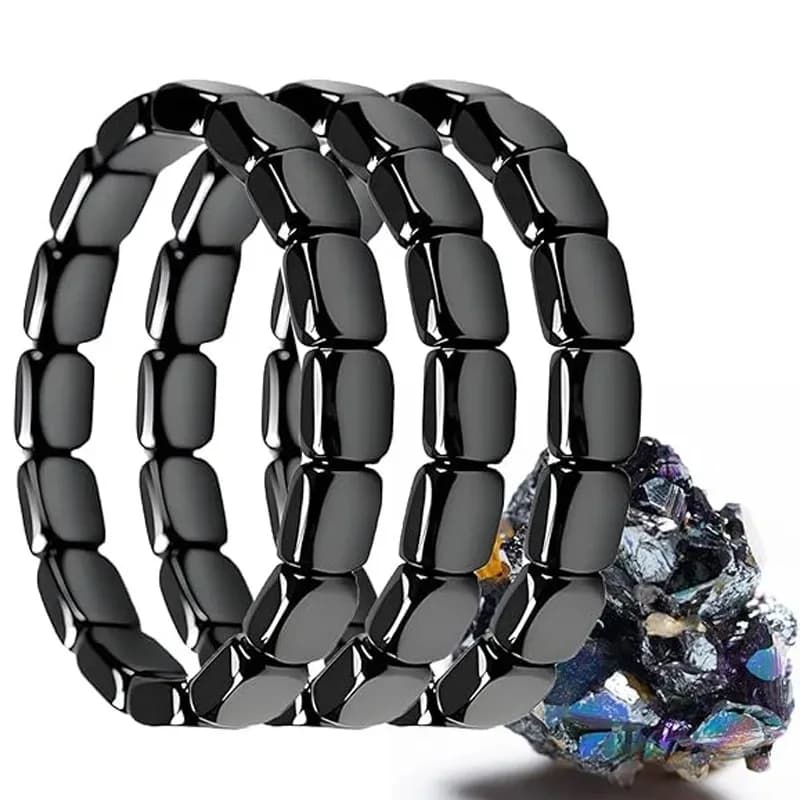 Bracelet en hématite naturelle noire pour hommes