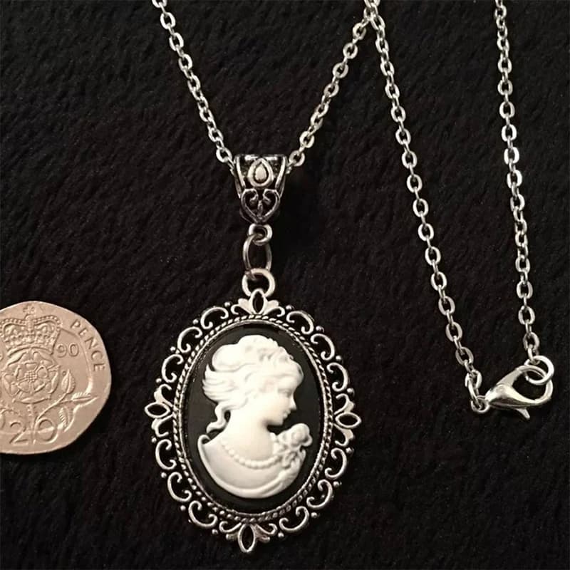 Collier camée de beauté, bijoux gothiques, Vintage, victorien sculpté, ras du cou à breloques pour femmes et filles.