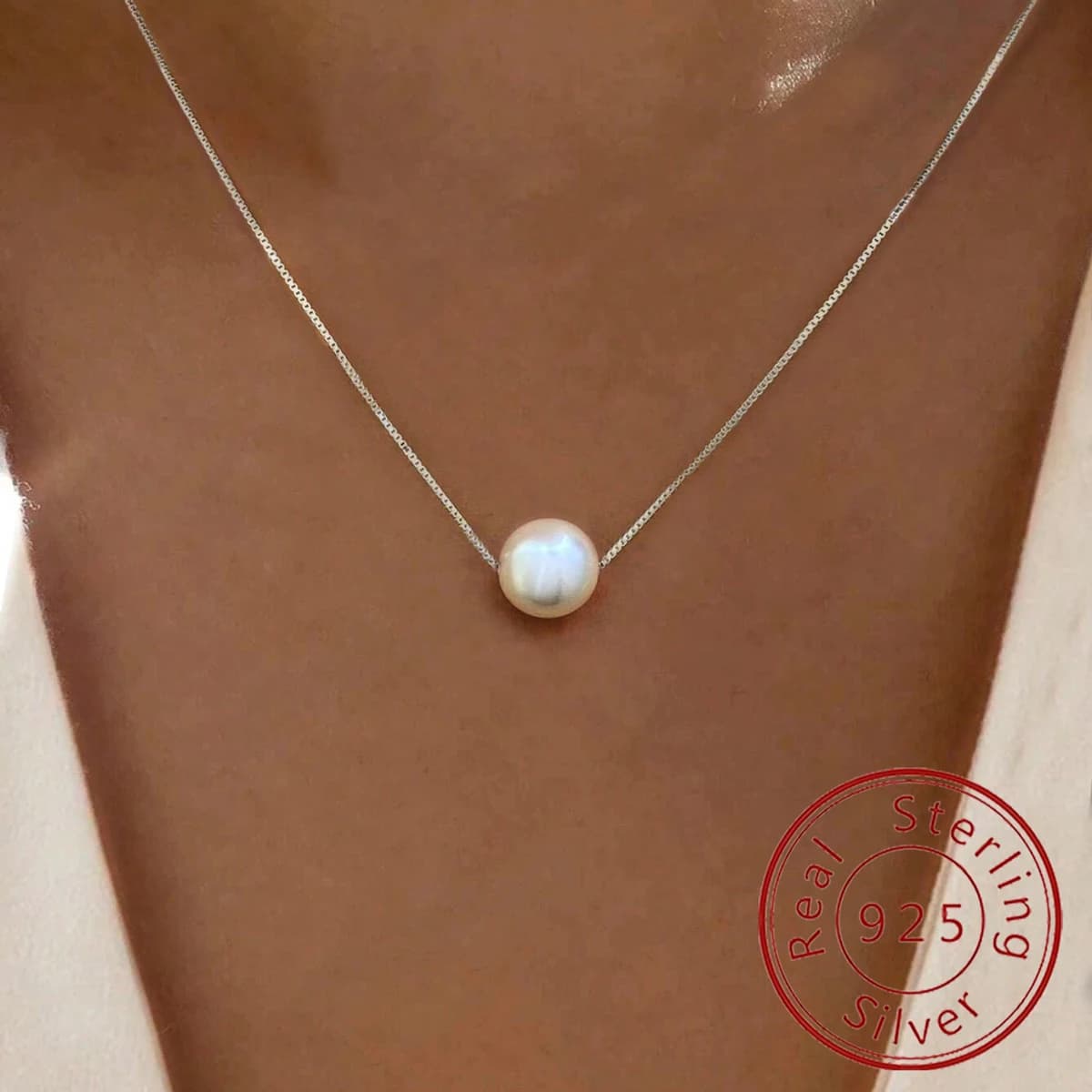 Collier avec pendentif en nacre pour femmes, en argent Sterling 925, de luxe, blanc, 6MM, 8MM, 10MM, accessoires bijoux de mariage