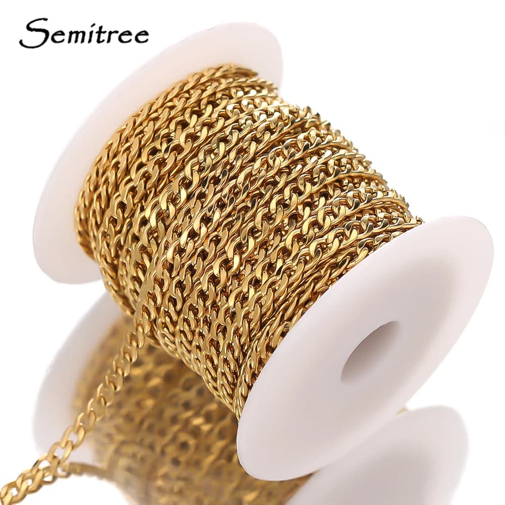 Chaînes cubaines en acier inoxydable de 2 mètres, en vrac pour la fabrication de bijoux, colliers hip hop, ras de cou, résultats de Bracelets Punk, Bracelets de cheville