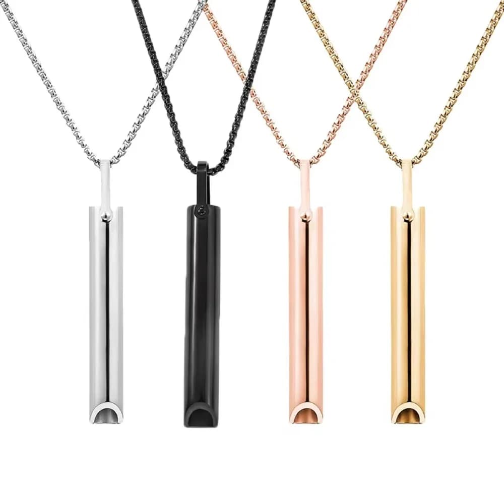 Collier Pendentif ChimCreative Respirant Décompresse pour Femme et Homme, Bijoux Ras du Cou Soulignés, Méditation Stéréoscopique, Charleroi, Nouveau