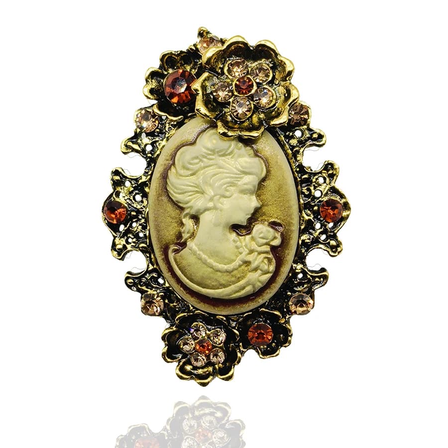 Broche hijab rétro plaquée argent pour femme, broche camée classique, accessoires de col de chemise, bijoux vintage, AX001