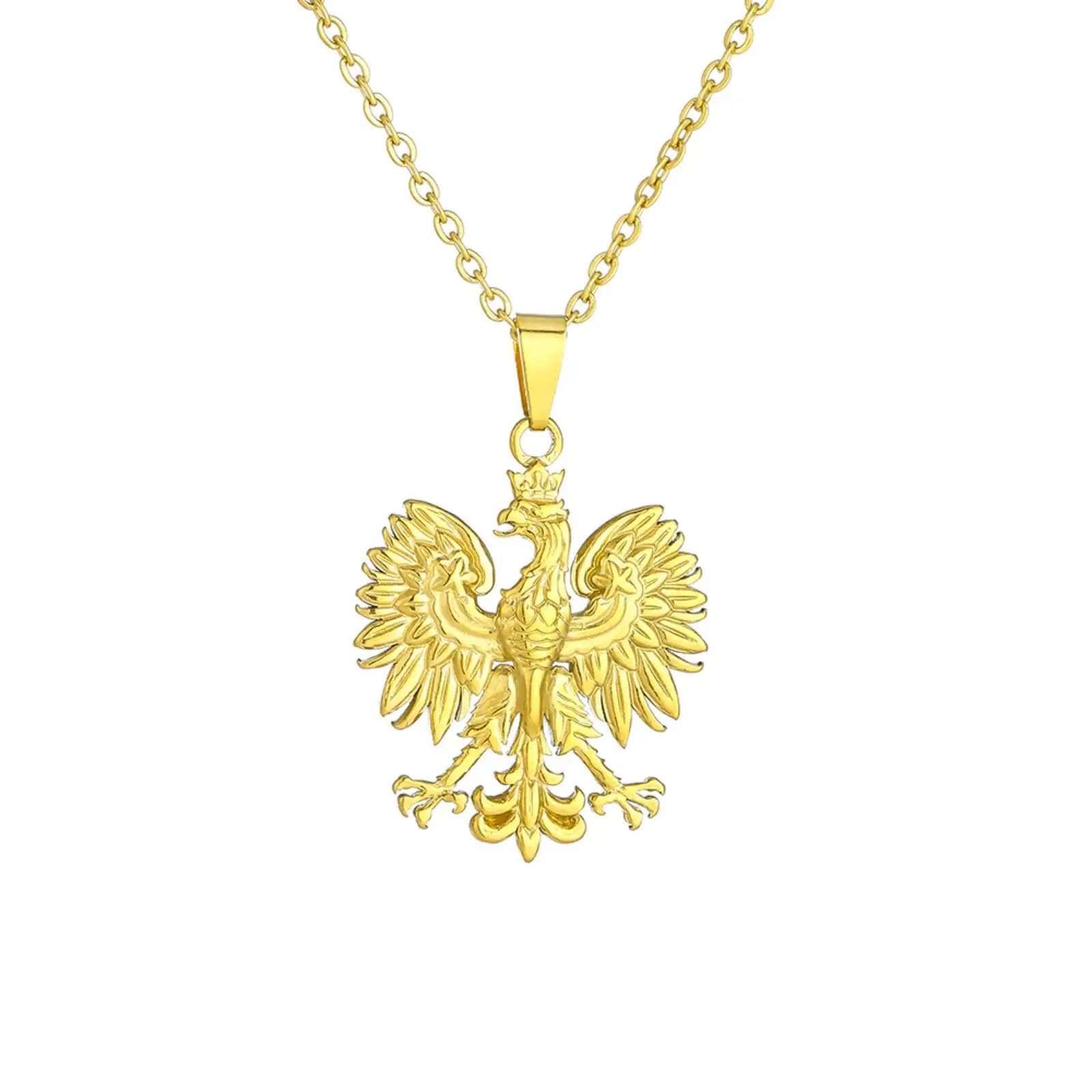 Collier avec pendentif emblème National d'aigle de pologne pour femmes et hommes, bijoux en acier inoxydable, cadeaux ethniques