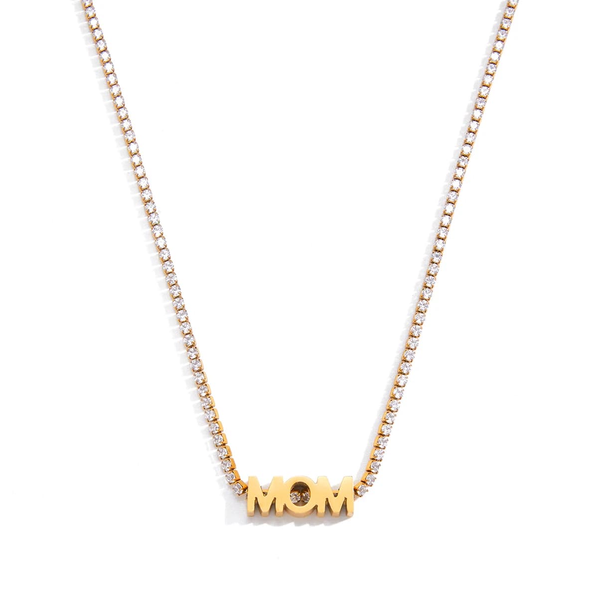 Youthway lettre maman pendentif Zircon Tennis chaîne collier pour femmes 18K or PVD plaqué acier inoxydable
