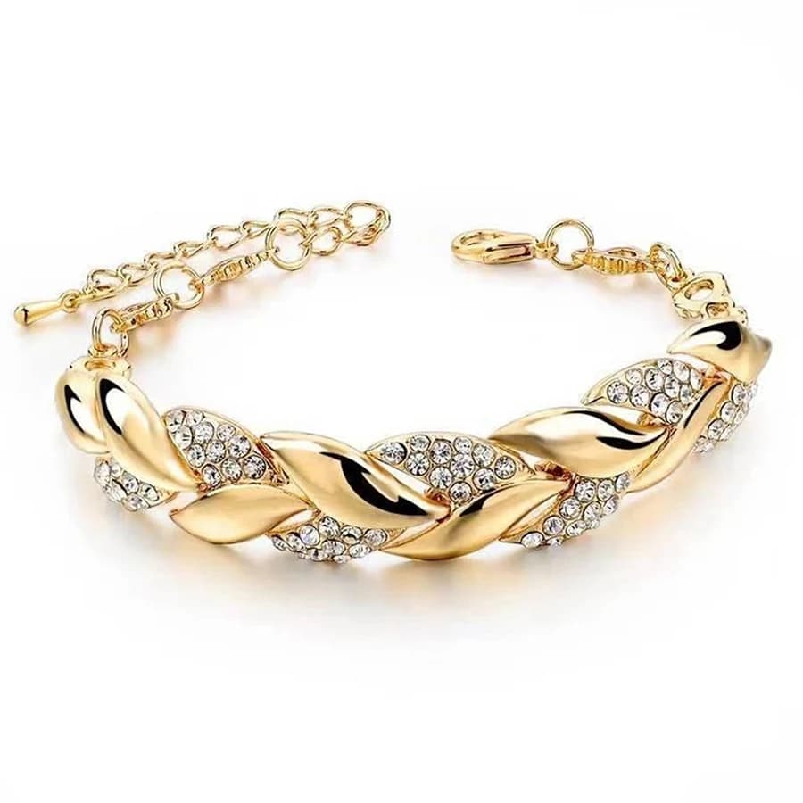Bohème 925 argent Sterling or tressé feuilles cristal réglable bracelet et bracelets pour femmes filles fête de mariage bijoux cadeaux