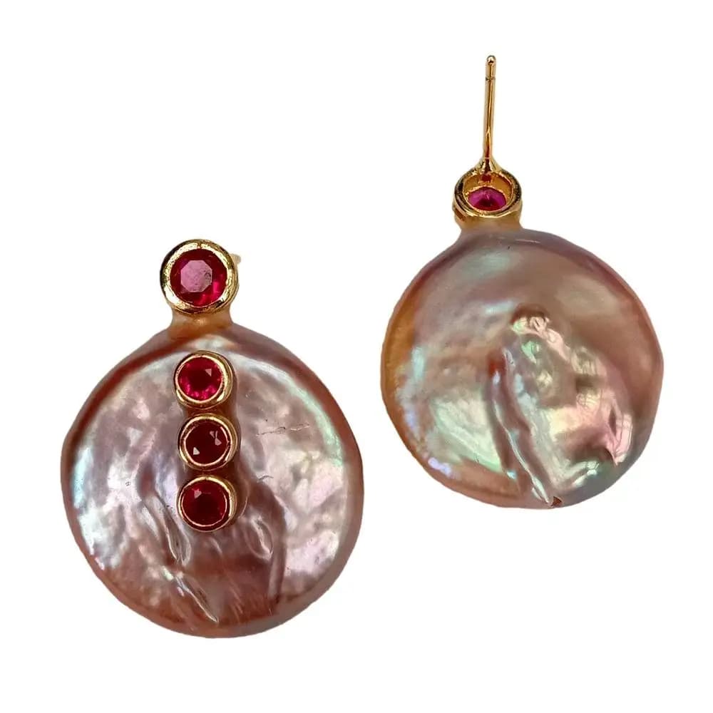 Y · YING-Boucles d'oreilles Big Pearl Stud pour femme, pièce de monnaie violette cultivée, bijoux Po Cz, haute qualité