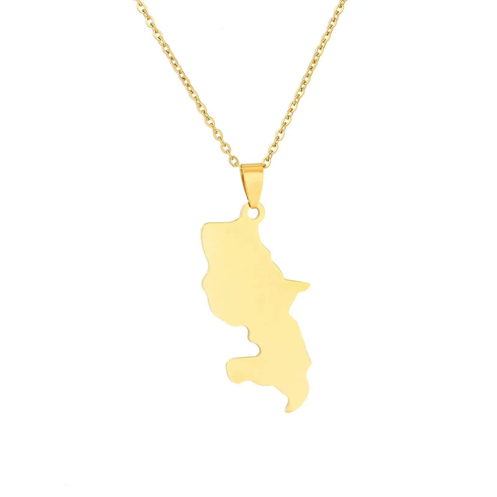 Collier pendentif carte de Martinique française, ras du cou à breloques, bijoux en acier inoxydable, cadeau pour femmes et hommes