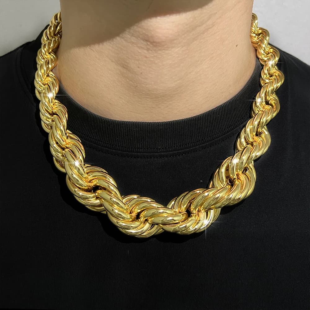 ULJ Hip Hop Street Style exagérer grande mode épaisse unisexe couleur argent doré bijoux Cool