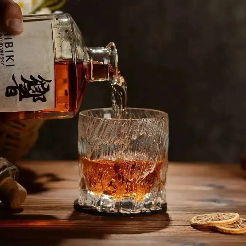 Glacier verre à whisky à l'ancienne Surface de glace mate verre à vin roche gobelet à whisky tasse à Vodka tasse à bière boîte-cadeau en bois emballage