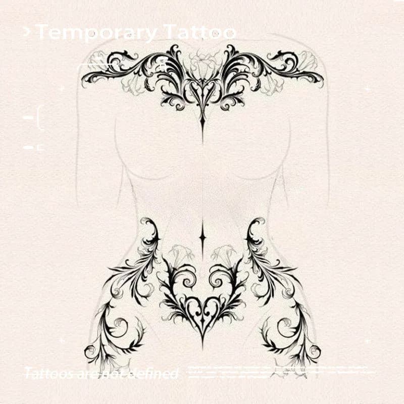 Tatouages Temporaires Gothiques Sombre Ornés de Motifs Floraux, Autocollants de Tatouage au Jus de Plantes, Faux Tatouages Jouets pour les Meilleurs Adolescents et Femmes Modernes
