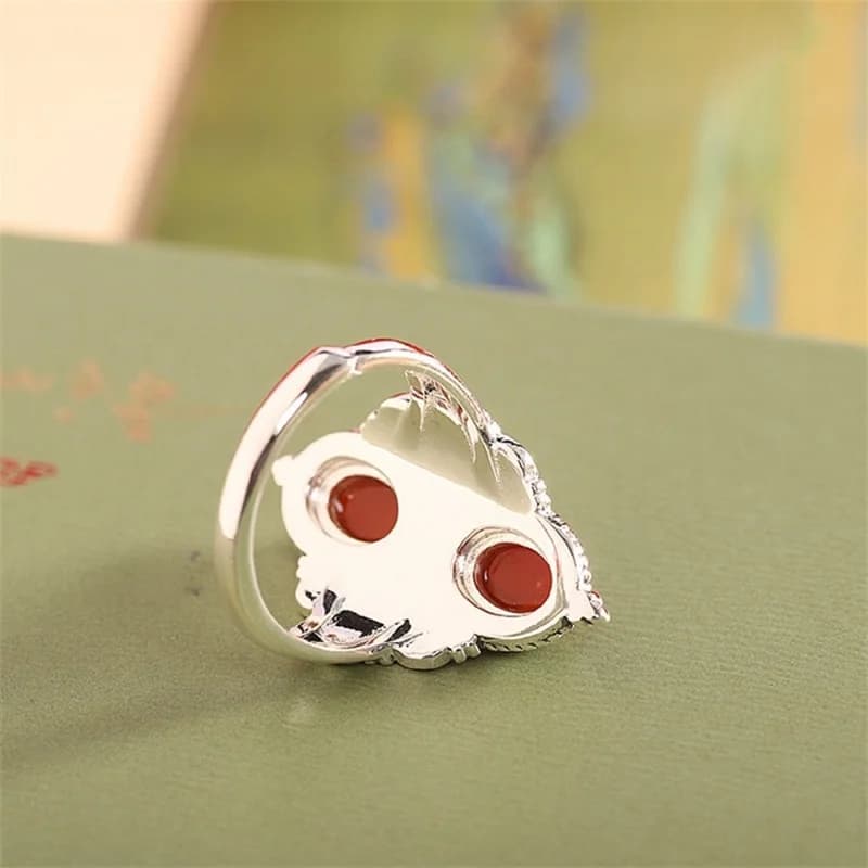 Bague ethnique en Jade rouge pour femmes, double perles ovales, bijoux rétro avec lignes en relief, bague à fleurs pour dames, accessoires d'anniversaire