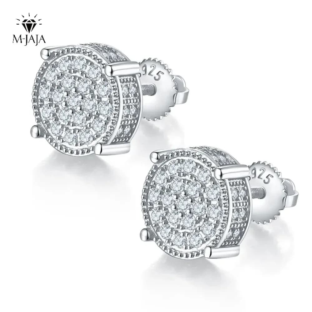 M-JAJA boucles d'oreilles Moissanite complètes pour femmes/hommes plaqué or S925 argent diamant boucles d'oreilles bijoux fins Hip-hop bijoux fins