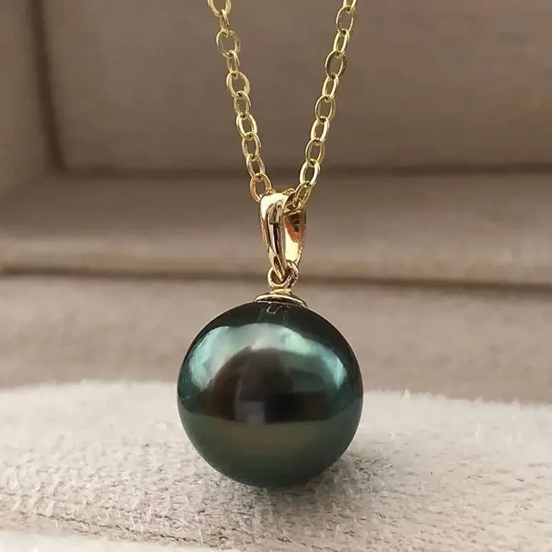 Collier pendentif en perles de verre bleu Tahiti, 14K, eau douce, eau de mer naturelle, diamant, lumière forte, accessoires de bijoux
