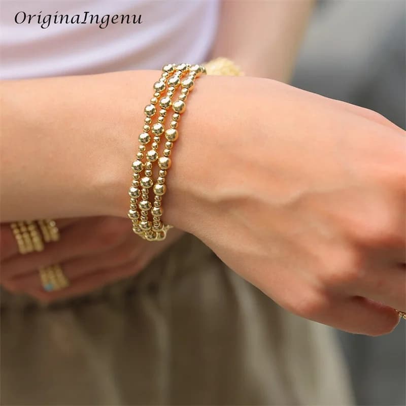 Bracelet vintage en or 14 carats, bijou élastique, fait à la main, étanche