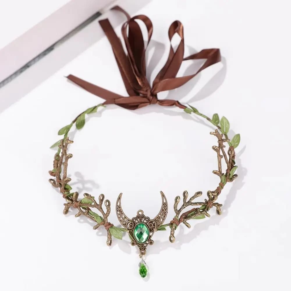 Couronne d'elfe fantaisie sur le thème de la forêt, bijoux, design vigne, diadème d'elfe, accessoire de robe, bandeau de fée, pour fête sur le thème des fées