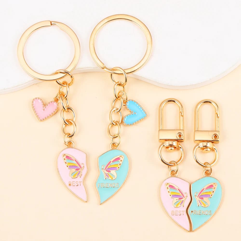 Meilleur ami porte-clés émail amour coeur épissure pendentif porte-clés BFF pour toujours amitié bijoux accessoires sac à main voiture porte-clés